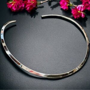 NEW High Polished Stainless Steel Smooth Open Collar Necklace Celeb Favorite